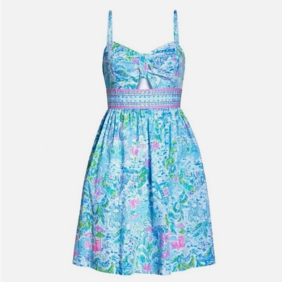 Sugar Blue and Pink Floral Mini Dress - Picture 1 of 5